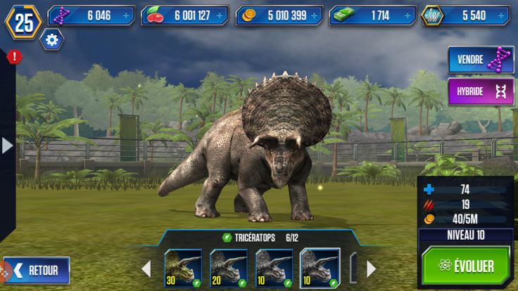 Jurassic World Tricératops Niveau 10